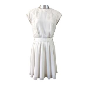 Ted Baker dress, white with pearl embellishments on top, size 2 mid length